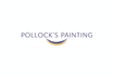 A simple logo that has a white background and a professional font that say Pollock's Painting 